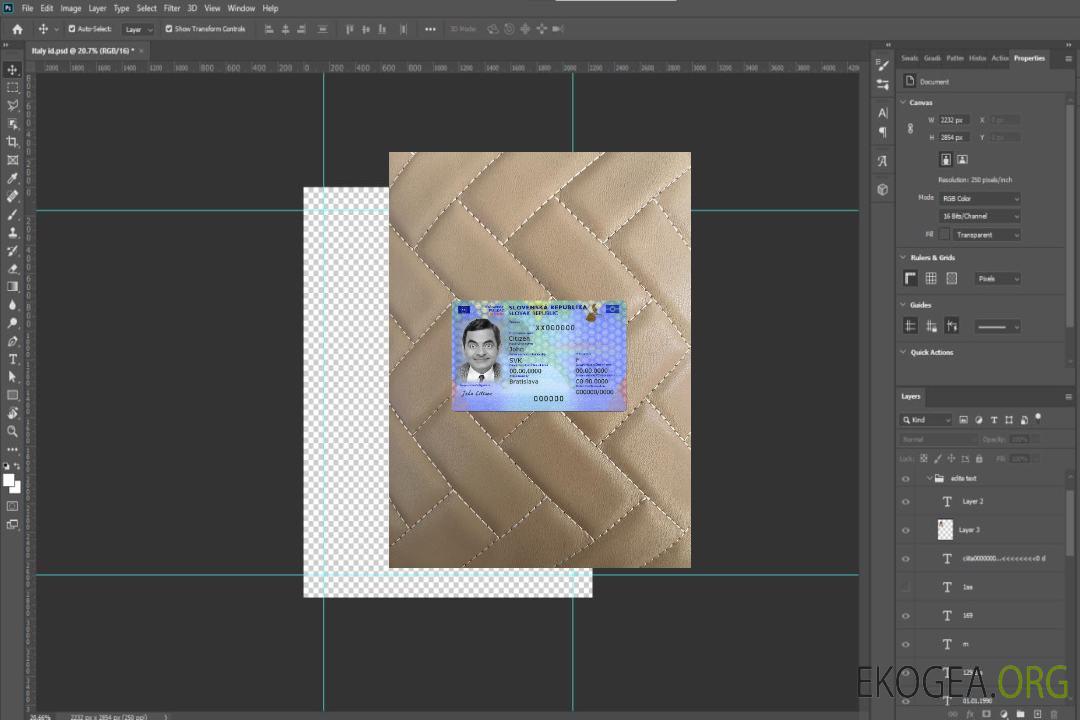 Carte d'identité de Slovaquie 2022-présent recto photolook template Carte d'identité de Slovaquie 2022-présent recto photolook template